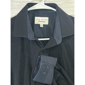 Ted Baker Endurance Mens Black Flip Cuff  Trim‎ Fit Shirt Woven Cotton M